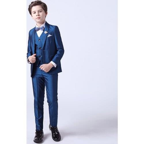 Spring Autumn Childrens Formal Suit Set Flower Boys Wedding Party Performance Dress Costume Kids Blazer Pants Clothes Set