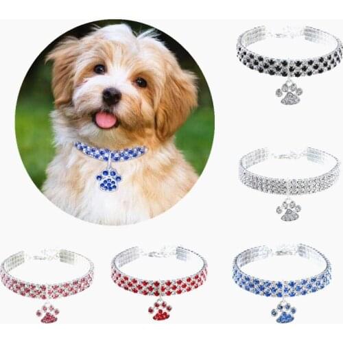 Fashion Bling Small Dog Cat Jewelry Rhinestone Collar Pet Crystal Diamond Elasticity Necklace Pet Supplies
