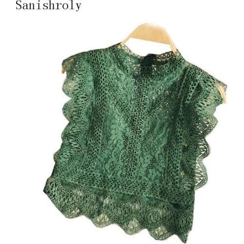 Sanishroly 2020 Women Summer Style Tank Sweet Hollow Out Lace Tank Female All Match Sleeveless Camis Short Bottoming Tops SE906