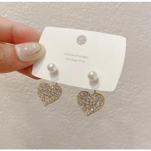 New fashion contracted Heart Pearl fine earrings joker sweet elegant temperament Women Drop earrings