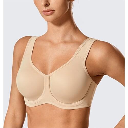 Womens Double Layer Max Control High Impact Sports Bra Non Padded Underwire Active Bra 34 36 38 40 42 44 46 48 C D DD E F G