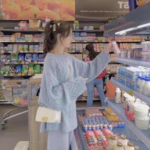 Women 2021 Autumn Winter New O-neck Pullover Tops Female Solid Color Loose Sweater Tops Ladies Fashion Warm Knitted Tops D650