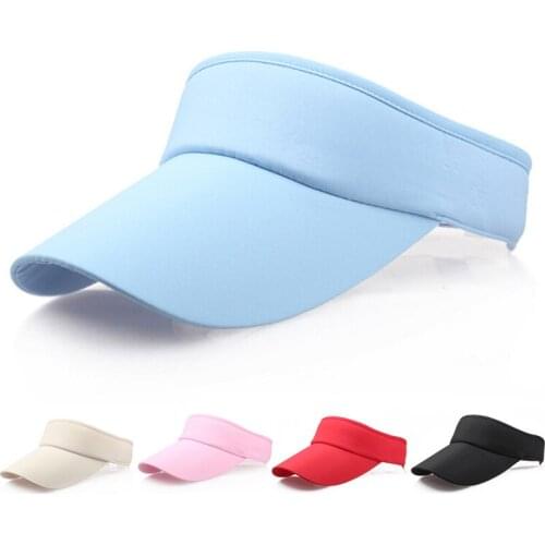 1PCS Unisex Sports Summer Hat Wide Solid Casual Sun Visor Hat Cap Cotton Blend Tennis Hat For Women Men