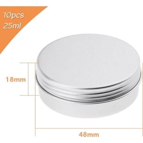 10Pcs Empty Cosmetic Pots Lip Balm candle Screw lid Jar Aluminium Tins 25ml
