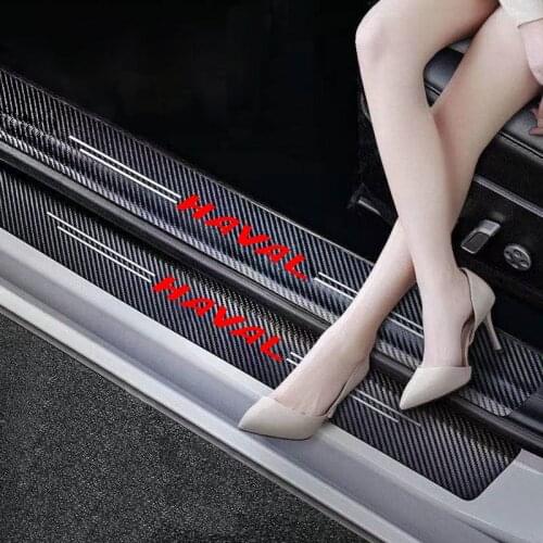 4pcs car Sticker door carbon leather Fiber Sill Plate For Great Wall Haval/Hover H1 H2 H6 H7 H4 H9 F5 F7 F9 H2S Car Styling