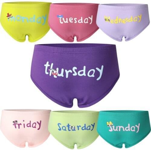 7pcs/Pack Toddler Girl Underwear Kids Panties Little Baby Briefs Days of The Week Underpants (2-5 Years) by Core Pretty