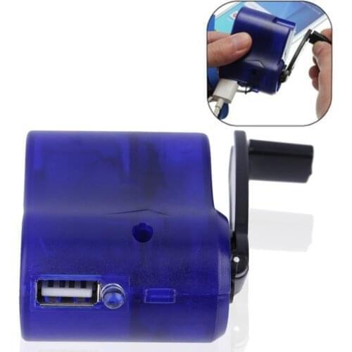 Blue USB Travel Emergency Phone Charger Dynamo Hand Manual Charger Plastic and Electronic Element Hot Hot