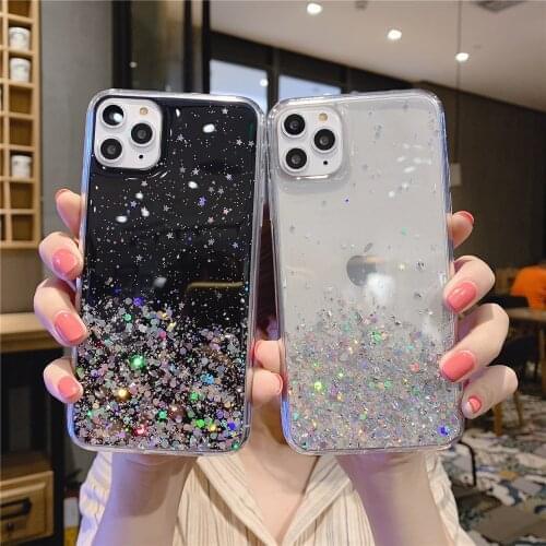 Bling Glitter Star Case For iPhone 11 Soft TPU Transparent Cover for iPhone 12 11 Pro X Xs Max XR 6 6s 7 8 Plus 5 5s SE 2020