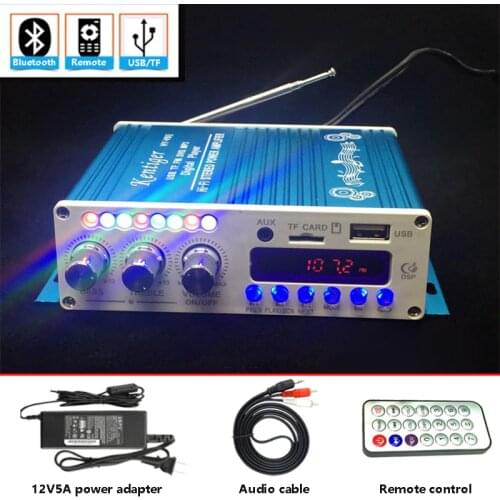 With 12V 5A Power Adapter & AV Cable KENTIGER HY-V10 Remote Control Bluetooth Amplifier With USB TF FM Play AUX in Amplificador