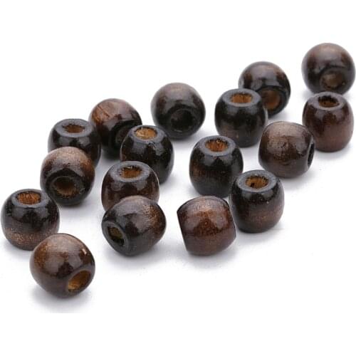 LINSOIR 100pcs/lot Dark brown 11x12mm wood rosary beads accessories for making mens fashion beaded bracelets Jewelry Beads F7480