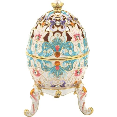 Colorful Enamel Rhinestone Easter Egg Jewelry Box Birthday Case