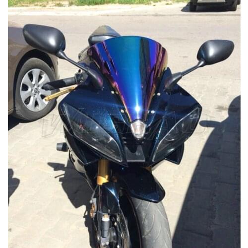Motorcycle Double Bubble Windshield WindScreen Screen For 2006 2007 Yamaha YZF-R6 YZF R6 600 Black Iridium Clear Chrome