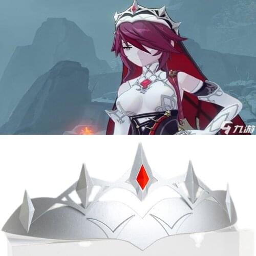 Genshin Impact Rosaria Cosplay Crown Tiara Silver Hair Clip Hairpin Headwear Anime Headband Halloween Costume Accessory Prop