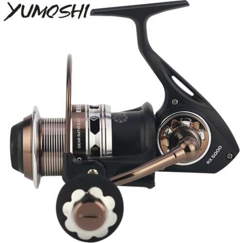 YUMOSHI RX5000-9000 Spinning Reel Full Metal 13+1BB 5.1:1/5.3:1 Saltwater Fishing Reel for Bass Pike Fishing Carretilha De Pesca