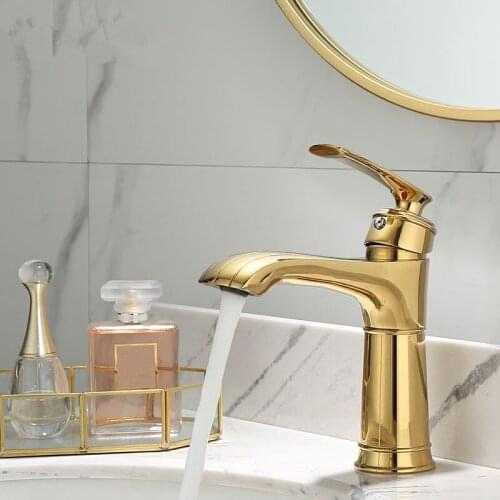 Basin Faucet Gold Bathroom Mixer solid copper Luxury North Europe style Brass Tap Sink Taps Basin Mixer