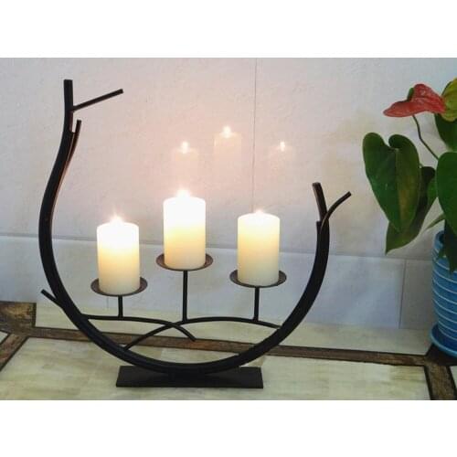 Creative Metal Iron Candle Holders Candlestick Stand Dinner Table Wedding Party Home Retro European Decoration Art Gift