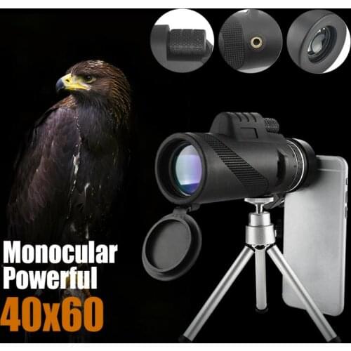 Monocular Telescope 40x60 with Smartphone Holder & Tripod HD Waterproof Zoom Lower Night Bird Watching Camping Hunting