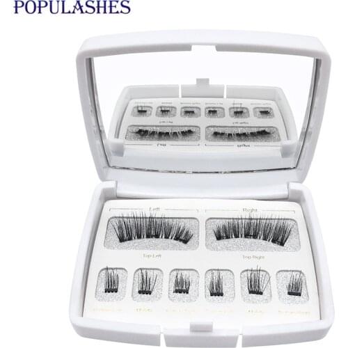 3 Magnetic Eyeashes Tweezer Kit 3d Mink Magnet False Eyelashes Set Natural False Eyelash Acrylic Box Case Packaging with Mirror