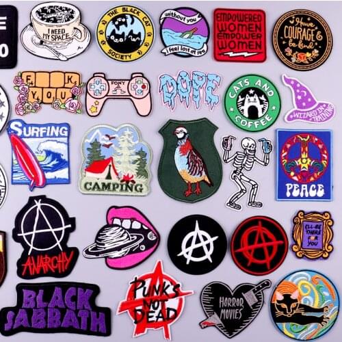 Wilderness Patch Iron On Patches On Clothes Stripes Badge Patches For Clothes Punk Patch Embroidery For Clothing DIY Decoration