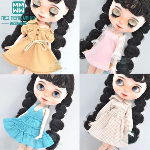 Blyth doll Clothes fashion suspender dress, plaid skirt, high heels for Blyth Azone OB23 OB24 1/6 doll accessories