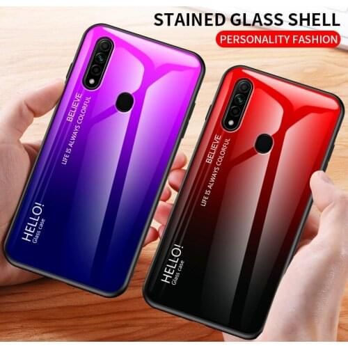 Oppo A8 2020 A31 Case Gradient Aurora Tempered Glass Back Cover Hard Case For Oppo A8 2020 A31 OppoA31 OppoA8 Coque Capa