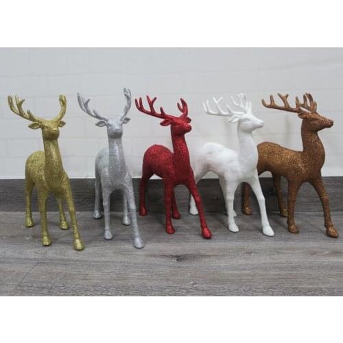 Christmas decorations scene layout gift ornaments Christmas deer doll ornaments glitter deer simulation deer