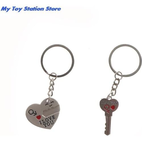 Heart 3.2cm ,Key 3.3cm Couple Women Bag Animal Wedding Female Gift Toy Keychain Trinket Love Heart Key Chains Lock Keyring