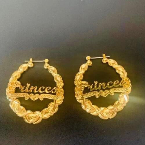 Hiphop XOXO Bambom Earring Personalized Name Earring Sexy Custom Bamboo Hoop Style Customized Name Earrings Women Christmas Gift