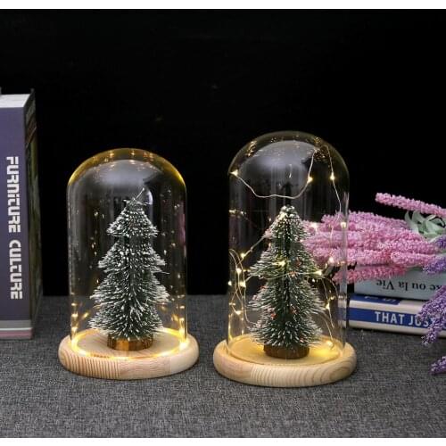 Modern Glass Display Dome Cloche with Suspended LED Fairy Lights Xmas Gift Plant Flower Vase Container DIY Landscape Projects