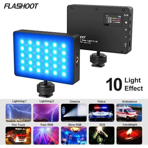 FLASHOOT FL-30 Pocekt RGB LED Photography Lighting Dimmable Video Light On Camera Fill Light Studio DSLR Camera Live Light