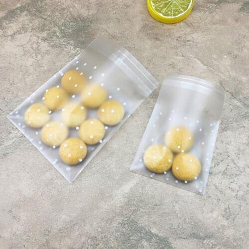 TTLIFE 100pcs Plastic Transparent Cellophane Bags Polka Dot Candy Cookie Gift Bag DIY Self Adhesive Pouch Celofan Bags for Party