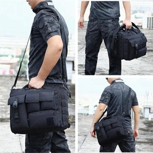Outdoor Men Shoulder Bag Molle Messenger Bag Military Computer Carrying Handbag Briefcase fit 14.5inch Laptop Camera Bags