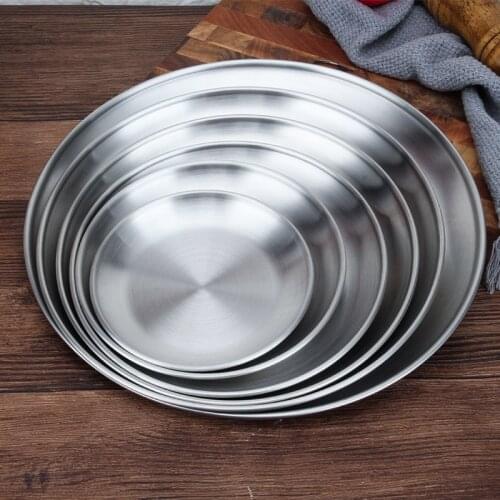 Stainless Steel Thickened Disc Golden Cafe Tray Fruit Plate Cake Plate Bone Plate Dish Plate Shallow Plate