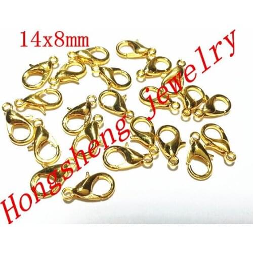 14x8mm300pcs/lot gold plating color zinc Alloy Jewelry Findings Lobster Clasps Hooks Jewelry Making Clasps
