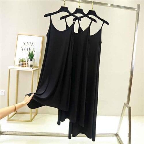 Sling sexy night dress women modal cotton nightwear long dress large size ladies nightgown bottoming dress female nightshirt
