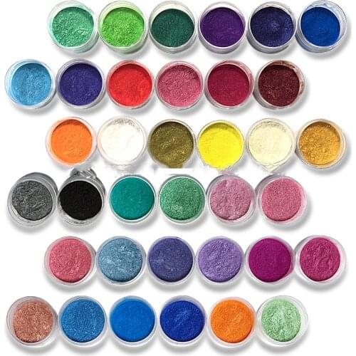 10ML Cosmetic Mica Pigment Powders Safe to use for Lipstick,Makeup,Eyeshadow,Soap 54 Colors Pearl Powder Pigments for Nail Art