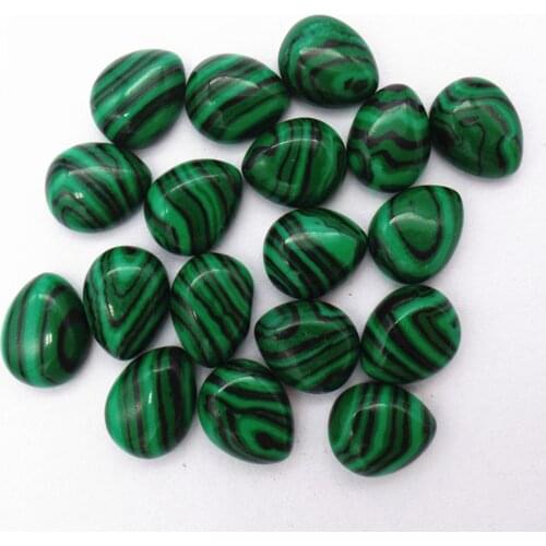 10Pcs 10x8x5mm Wholesale Green And Black Malachite Teardrop Cab Cabochon DIY Jewelry Accessories S136