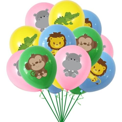 10pcs 12inch Animal Confetti Latex Balloons Jungle Wild Animal Party Supplies Birthday Balloon Decorations Baby Shower Boy