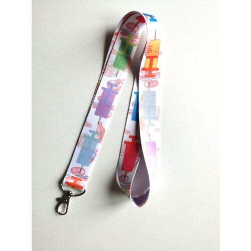 10 pcs Doctor Nurse syringe Straps Lanyard ID Badge Holders Mobile Neck Keychains
