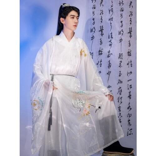 2021 chinese vintage style clothes men hanfu robe song dynasty long sleeve exquisite embroidery multicolor unisex hanfu costumes