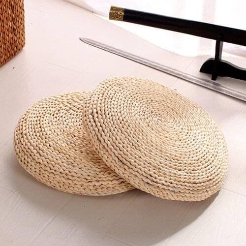 30/40/45/50/60cm Round Natural Weave Straw Handmade Pillow Floor Yoga Seat Mat Thickening Chair Tatami Meditation Window Cushion