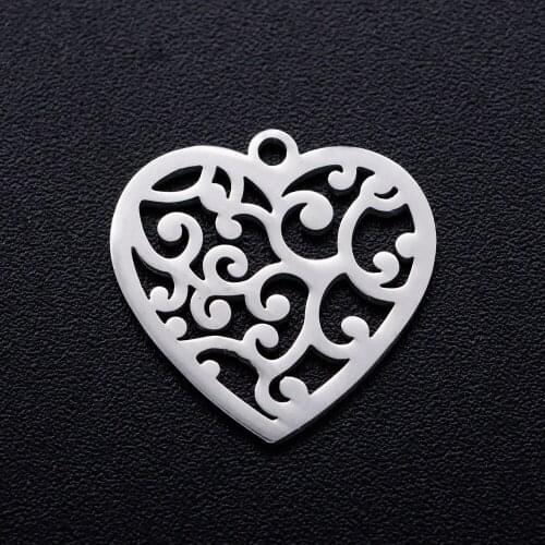5pcs/lot Flower Pet Paw Hearts DIY Charms 100% Stainless Steel Jewelry Pendant For Making Necklace Bracelet