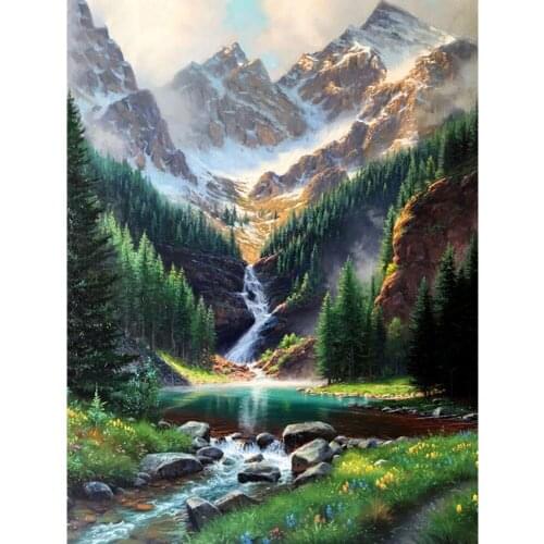 DIY Diamond Painting Waterfall Landscape 5d Handicraft Full Square Diamond Embroidery Cross Stitch Mountain Wall Art