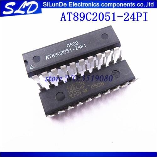 Free Shipping 10pcs/lot AT89C2051-24PI AT89C2051-24P MCU 8 8051 2K Flash new original DIP20