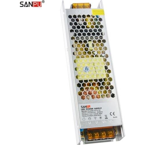 SANPU SMPS 12V LED Power Supply Unit 300W 25A AC to DC Lighting Transformer Slim Driver 12VDC Converter Fanless for Indoor LEDs