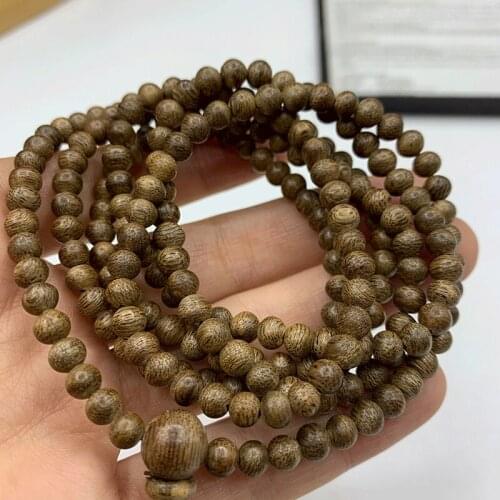 Natural old bug leak agarwood buddha beads bracelet string 4mm 216 beads mens and womens collection accessories