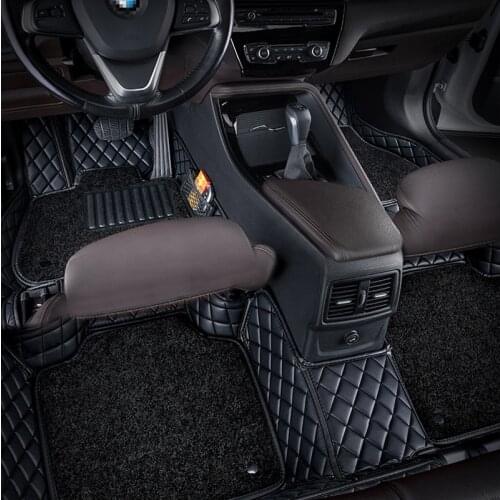 Black Leather car floor mats For renault fluence talisman kadjar logan 2 captur arkana kangoo espace 4 accessories carpet rugs