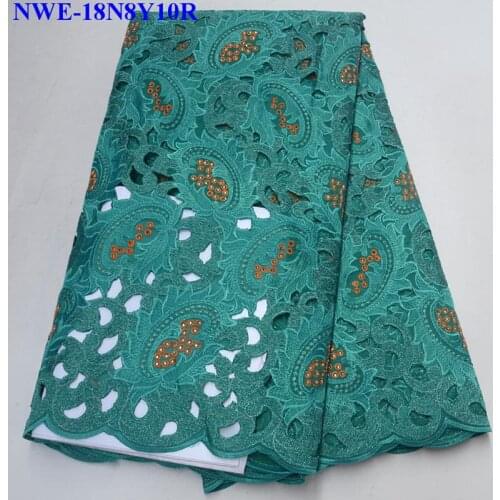 Hot Sale Green Lace Fabrics 2018 African Swiss Voile Lace High Quality Swiss Voile Lace in Switzerland For Wedding Dress DF002