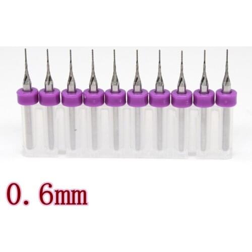 HANGXIN 10pcs / lot 0.6mm 0.4mm 0.5mm Tungsten Carbide CNC End Mills Metal Milling Woodworking Router Milling Drills