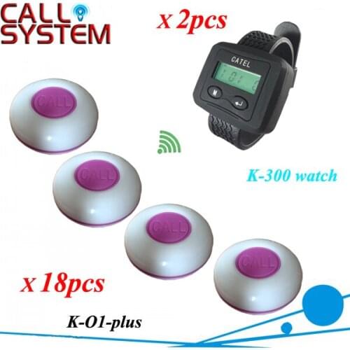 Waiter button calling system w 2 smart watches and 18 push buzzer for service